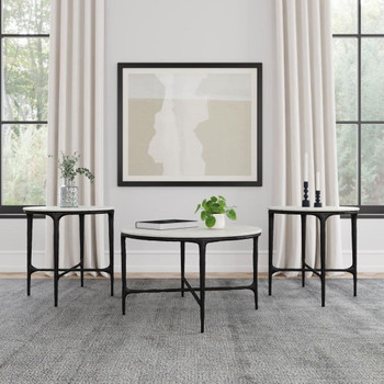 Hermas - Round Marble Coffee And End Table Set