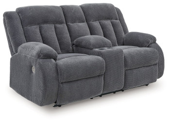 Observation - Double Reclining Power Loveseat With Console - Steel