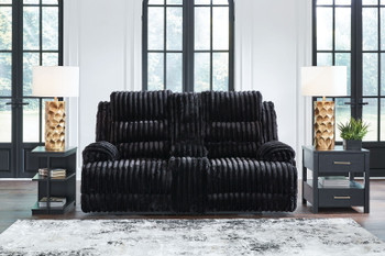 Rhine Falls - Double Reclining Power Loveseat With Console - Onyx