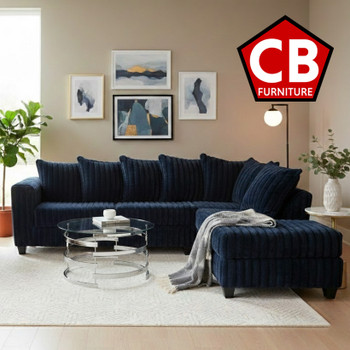 LEVITA Dark Blue Corduroy 107" x 80" Sectional