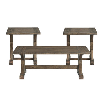 Finn - 3 Piece Accent Trestle Table Set (Coffee Table & Two End Tables) - Dark Walnut