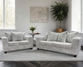 LEVITA Gray Corduroy Sofa & Loveseat