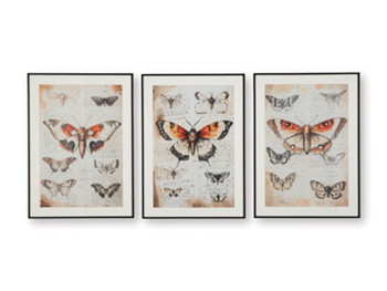 Jossletts - Orange / Black / Ivory - Wall Art Set (Set of 3)