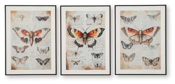 Jossletts - Orange / Black / Ivory - Wall Art Set (Set of 3)