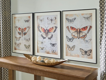 Jossletts - Orange / Black / Ivory - Wall Art Set (Set of 3)