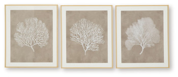 Hendridge - Taupe / White - Wall Art Set (Set of 3)