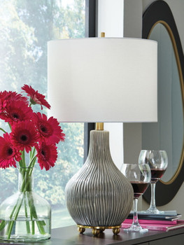 Judlen - Gray / Gold Finish - Ceramic Table Lamp