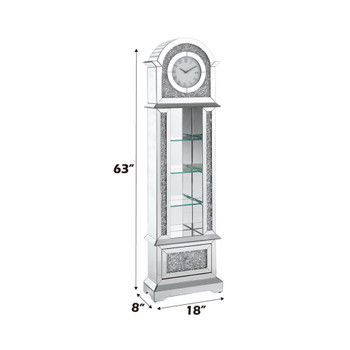 Noralie - Grandfather Clock With LED - Mirrored & Faux Diamonds