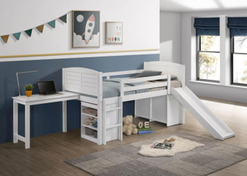 Millie - Twin Workstation Loft Bed With 7" Mattress - White