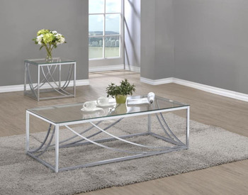 Lille - 2 Piece Glass Top Coffee And End Table Set - Chrome