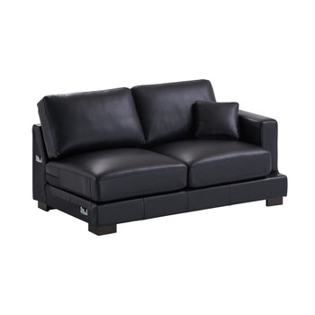 Geralyn - Sectional Sofa With 2 Pillows - Black Leather