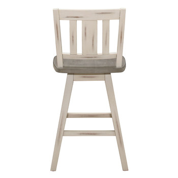 Amsonia - Swivel Counter Height Chair (Set of 2) - White / Distressed Gray