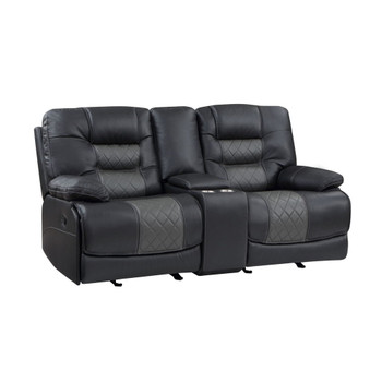 Fabian - Double Glider Reclining Loveseat With Center Console, Receptacles And USB Ports - 2-Tone Gray (Gray / Dark Gray)