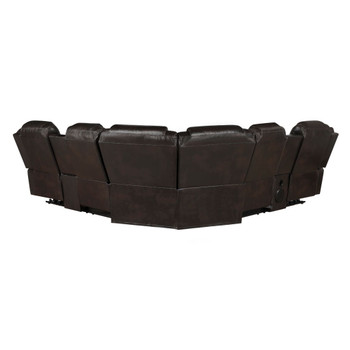 Ramone - 3 Piece Power Reclining Sectional With Consoles, Speakers, Subwoofer And LED Lighting - Brown