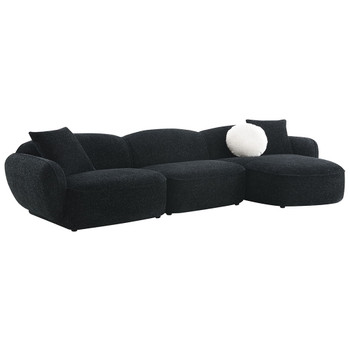 Lucifer - Sectional Sofa With 3 Pillows - Black Shimmer Chenille