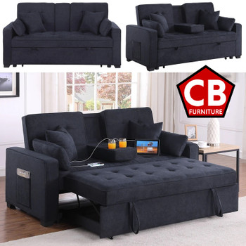 COTTONWOOD Dark Gray Linen 70" Wide Sofa Sleeper