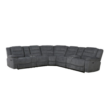 Redondo - Power 3 Piece Ssectional (2 Loveseats & Wedge) - Dark Gray