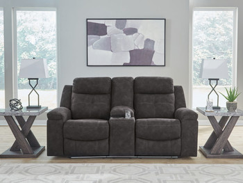 Brysonview - Double Reclining Loveseat With Console - Charcoal