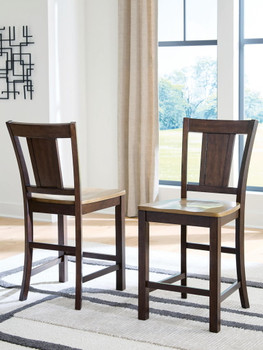 Rylandeen - Barstool (Set of 2) - Light Brown / Dark Brown