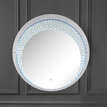 Nysa - 39" Accent Mirror With LED - Mirrored & Faux Crystals