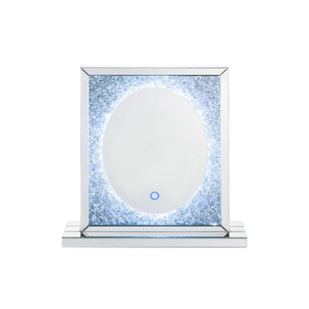 Noralie - 23" Accent Mirror With LED - Mirrored & Faux Diamonds