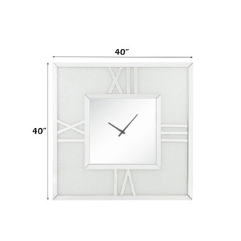 Noralie - Wall Clock With LED - Mirrored & Faux Diamonds