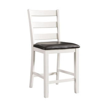 Martin - Counter Side Chair With Black PU (Set of 2) - White Finish