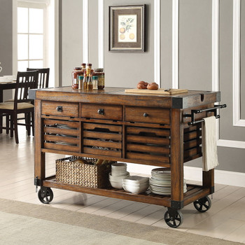 Kaif - Kitchen Cart - Distressed Chestnut