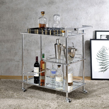 Splinter - Serving Cart - Clear Glass & Chrome