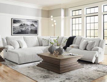 CORSICA Alloy Corduroy 144" x 130" 6 Piece Reclining Sectional with 3 Recliners