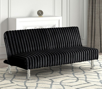 KYRA Black Corduroy 66" Wide Sofa Bed