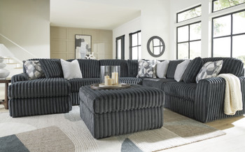 BOCELLI Dark Gray Corduroy 151" Wide x 121" Depth Oversized Sectional