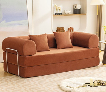 HANS Brown 78" x 27" Wide Compressed Foam Modular Lounge Sofa Bed