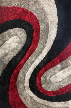 GURKAN Red Multi 5' x 8' Shaggy 3D Area Rug