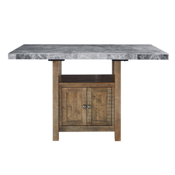 Grayson - Marble Top Counter Table - Gray / Light Brown
