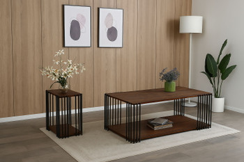 Vertex - Rectangular 3 Piece Occasional Set (1 Coffee & 2 End Tables) - Brown / Black