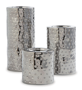 ERROL Silver 11" Height Candle Holder Set