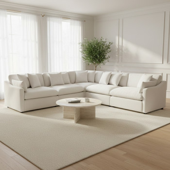 LAXMERE Cream Performance Fabric 120" x 120" True Modular Sectional