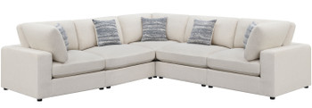 HILLARD Beige Linen 120" x 120" 5 Piece Modular Sectional