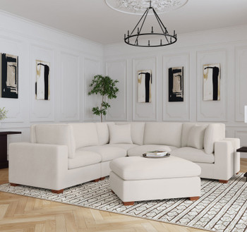 HEMLEY Cream Chenille 117" x 117" Modular Sectional