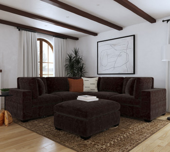 HEMLEY Dark Chocolate Chenille 117" x 117" Modular Sectional