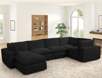 SIFNOS Black Performance Fabric 156" x 88" True Modular "Cloud" Sectional