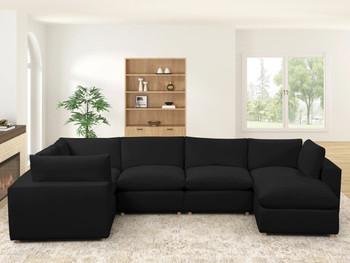 SIFNOS Black Performance Fabric 156" x 88" True Modular "Cloud" Sectional