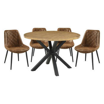 Strata - 5 Piece Dining Room Set (Table & 4 Side Chairs) - Black / Light Brown