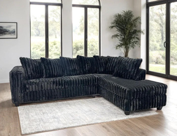 Midnight II Black Corduroy 108" x 79" Sectional