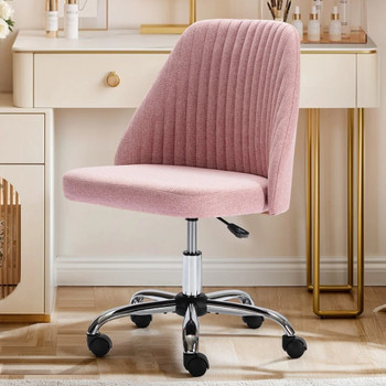 GEISHA Pink Linen 26" Wide Adjustable-Height Swivel Chair