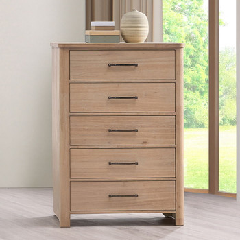 Anika - 5 Drawer Chest - Natural / Brown