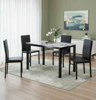 SHAUN Black & White 5 Piece Dining Set