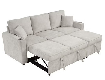 EVERLAND Gray 82" Wide Sectional with Pull-Out Sleeper 