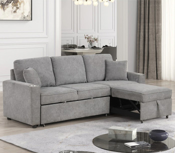 EVERLAND Gray 82" Wide Sectional with Pull-Out Sleeper 